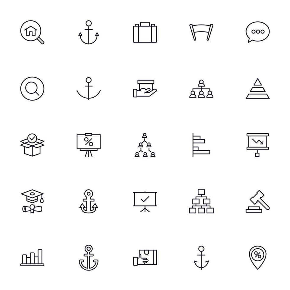 Business line icon set. Collection of commerce uotline sighn for web design, mobile app, UI design, etc. Dark blue line symbol of finance on white background. vector