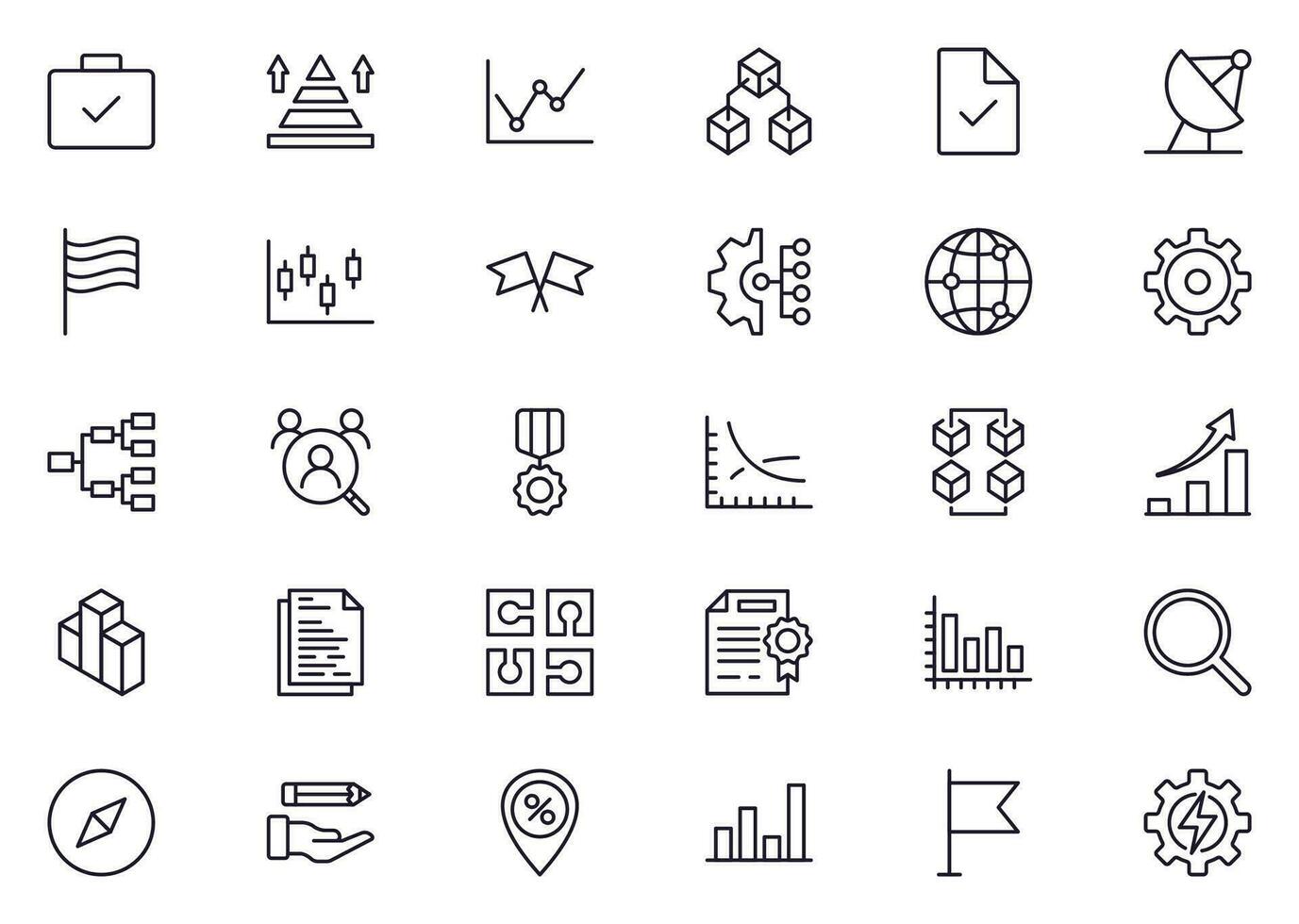 Business line icon set. Collection of commerce uotline sighn for web design, mobile app, UI design, etc. Dark blue line symbol of finance on white background. vector