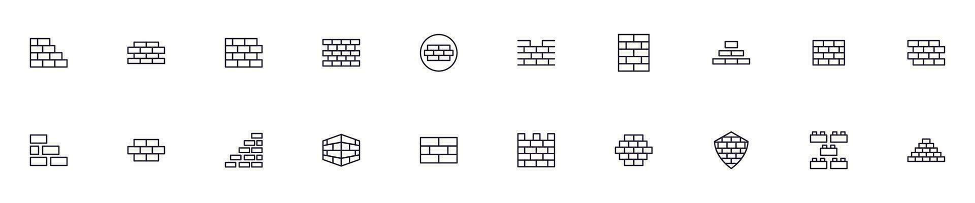 Collection of modern brick outline icons. Set of modern illustrations for mobile apps, web sites, flyers, banners etc isolated on white background. Premium quality signs. vector