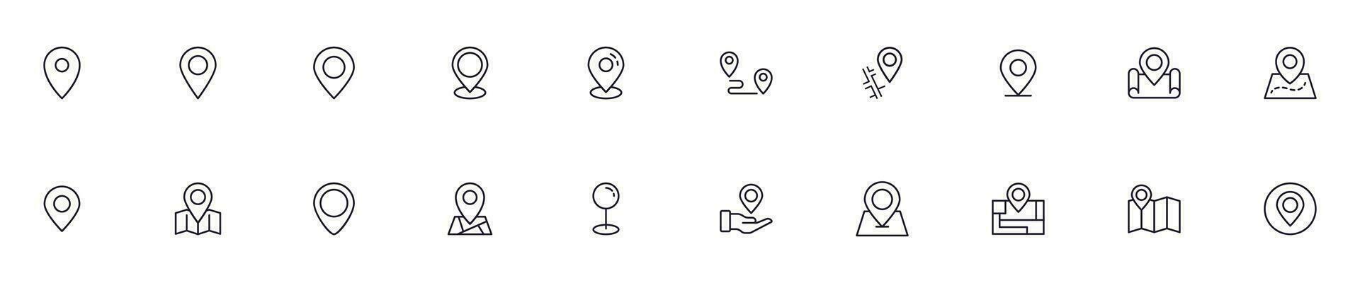 Map pin concept. Collection of modern high quality pin line icons. Editable stroke. Premium linear symbol for web sites, flyers, banners, online shops and companies. vector