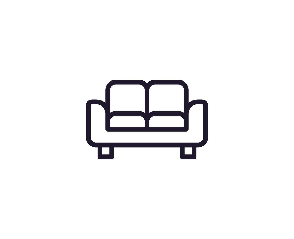 Sofa concept. Single premium editable stroke pictogram perfect for logos, mobile apps, online shops and web sites. Vector symbol isolated on white background.