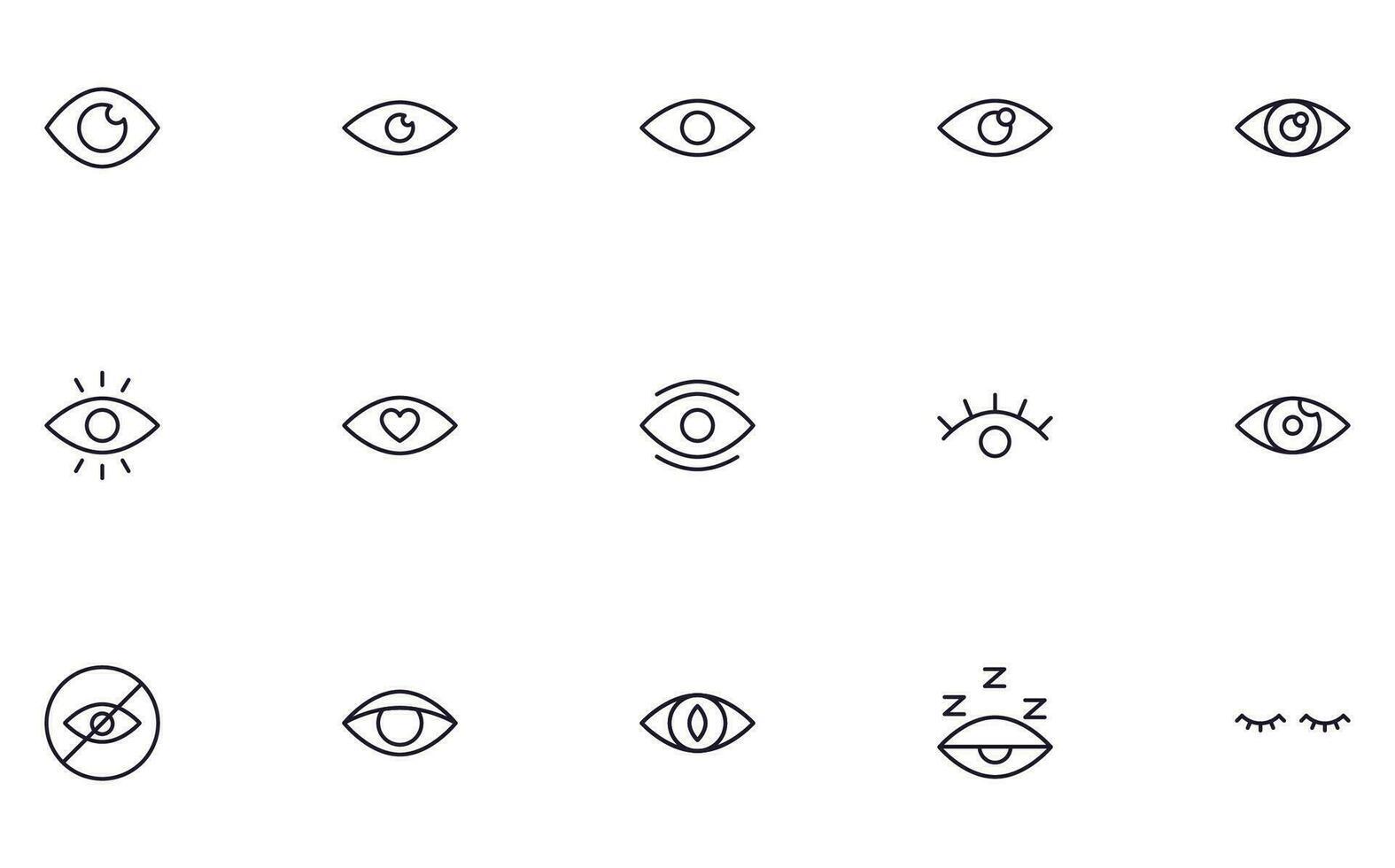 Eye concept. Collection of eye high quality vector outline signs for web pages, books, online stores, flyers, banners etc. Set of premium illustrations isolated on white background