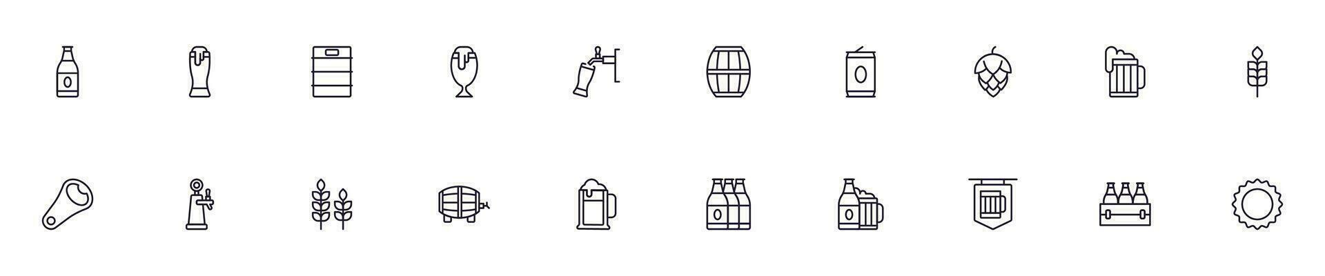Beer concept. Collection of modern high quality beer line icons. Editable stroke. Premium linear symbol for web sites, flyers, banners, online shops and companies. vector
