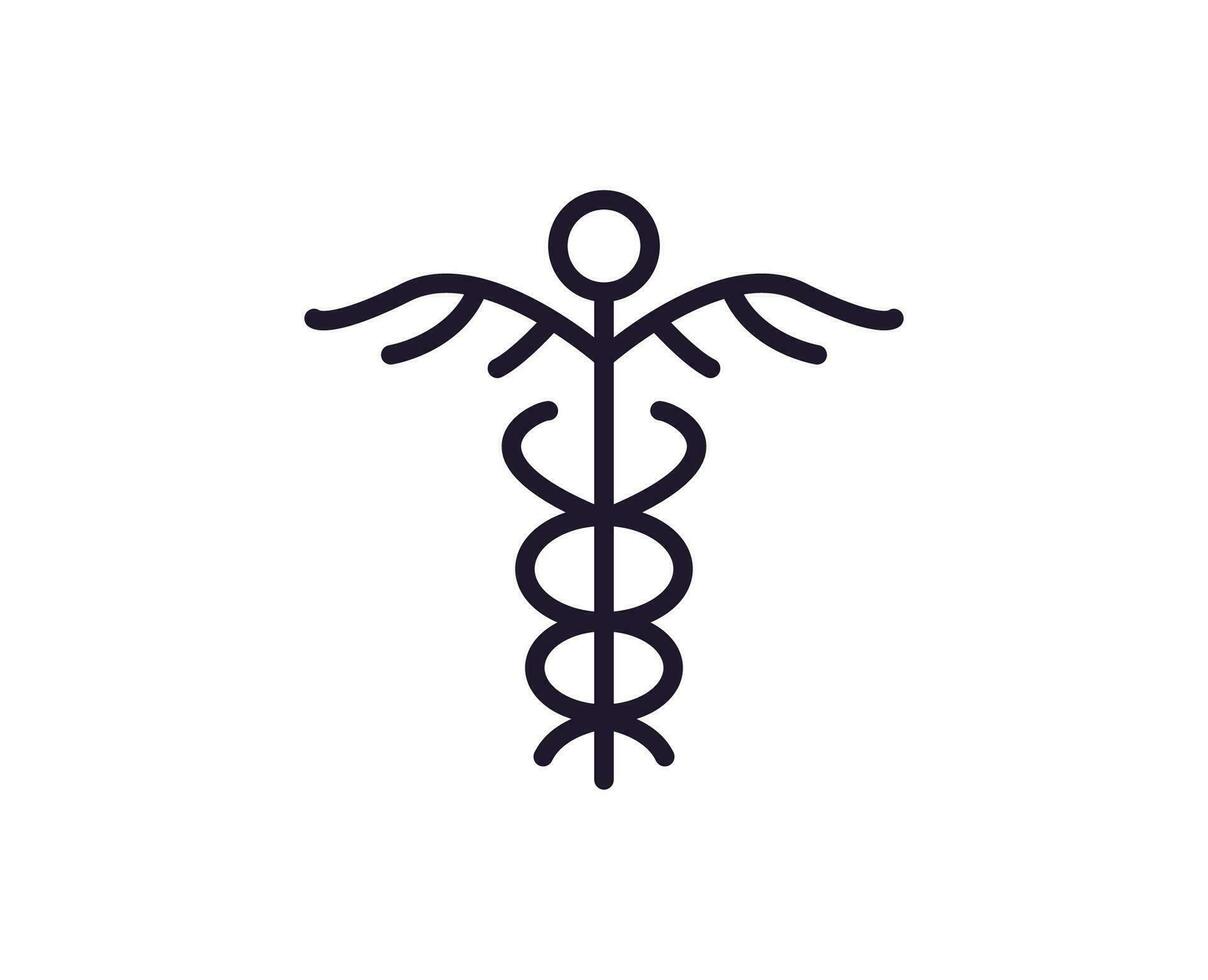 Healthcare concept. Vector sign drawn in line style for web sites, UI, apps, shops, stores, adverts. Editable stroke. Vector line icon of The caduceus