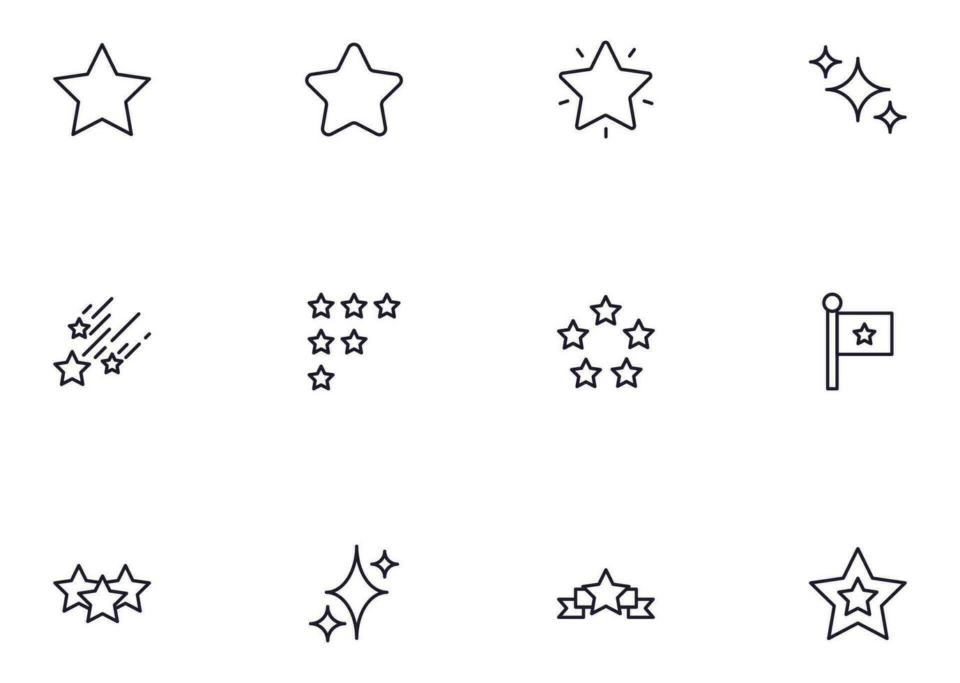 Collection of modern star outline icons. Set of modern illustrations for mobile apps, web sites, flyers, banners etc isolated on white background. Premium quality signs. vector