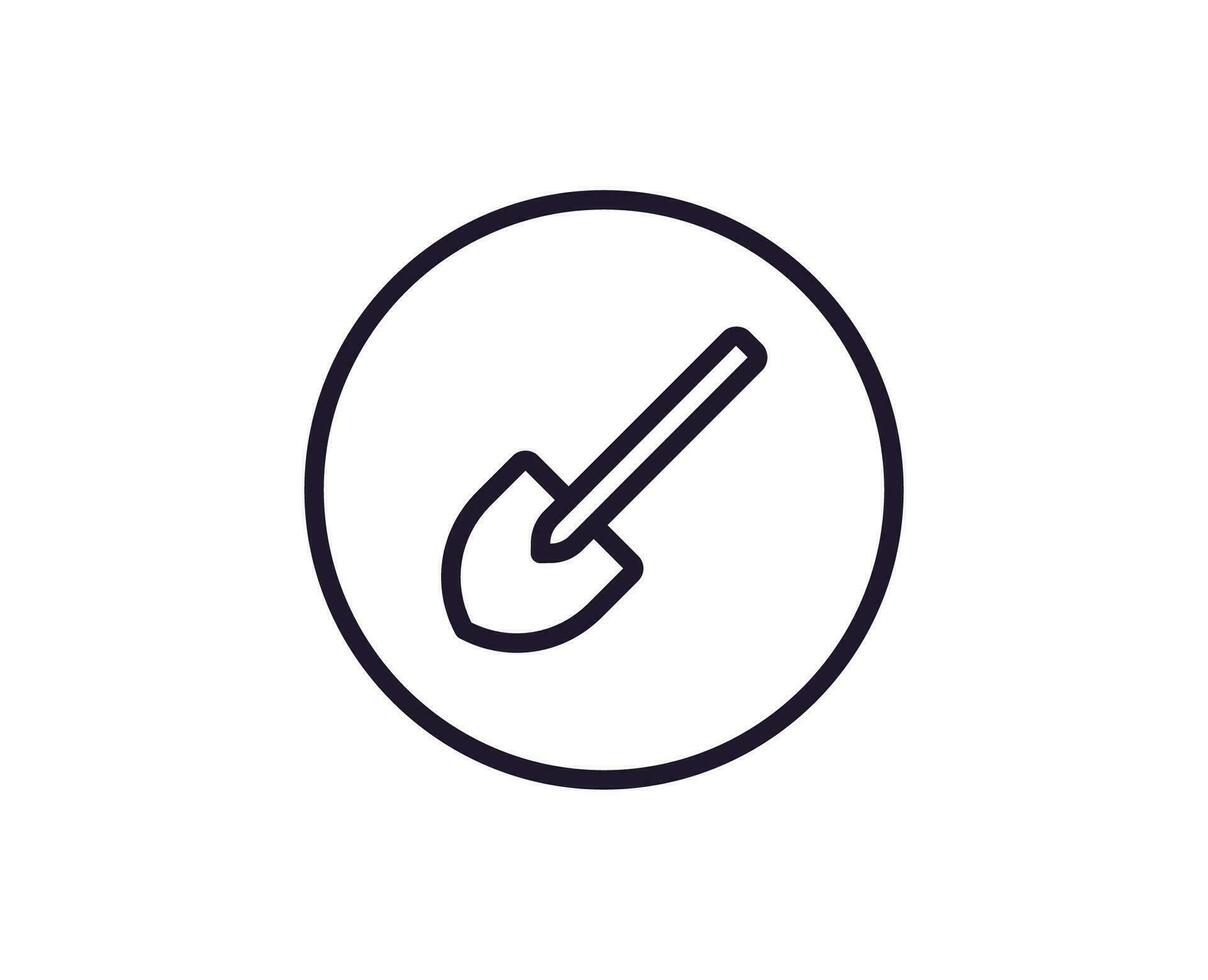 Shovel concept. Modern outline high quality illustration for banners, flyers and web sites. Editable stroke in trendy flat style. Line icon of shovel vector