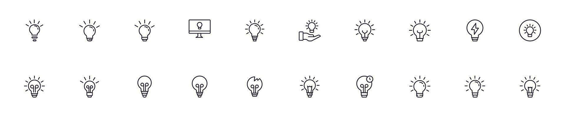 Lamp concept. Collection of lamp high quality vector outline signs for web pages, books, online stores, flyers, banners etc. Set of premium illustrations isolated on white background