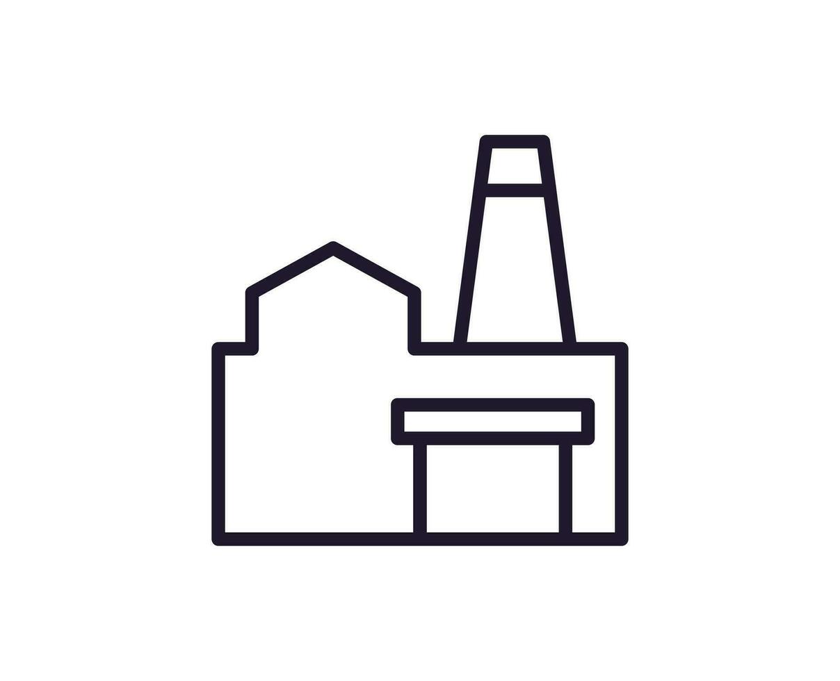 Single line icon of factory on isolated white background. High quality editable stroke for mobile apps, web design, websites, online shops etc. vector
