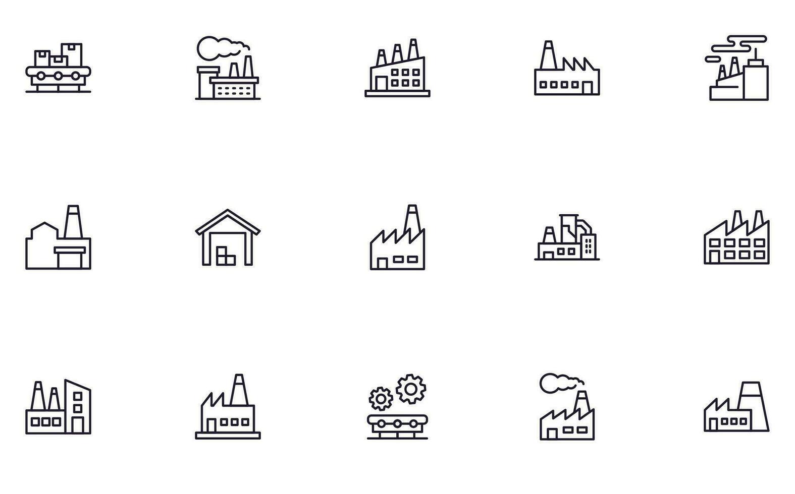 Collection of modern factory outline icons. Set of modern illustrations for mobile apps, web sites, flyers, banners etc isolated on white background. Premium quality signs. vector