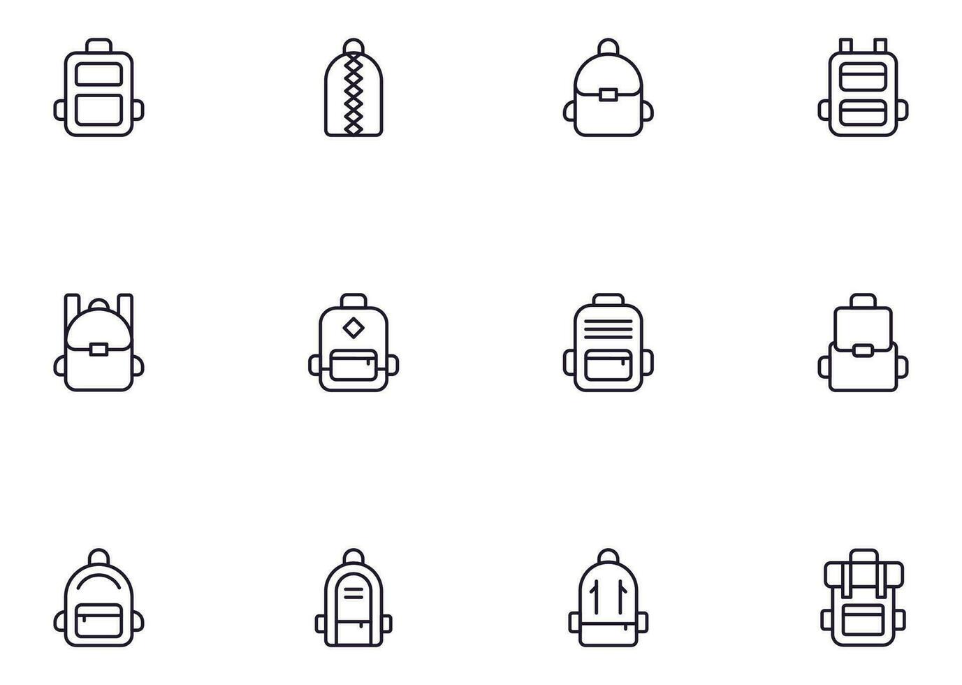 Backpack line icon on white background vector