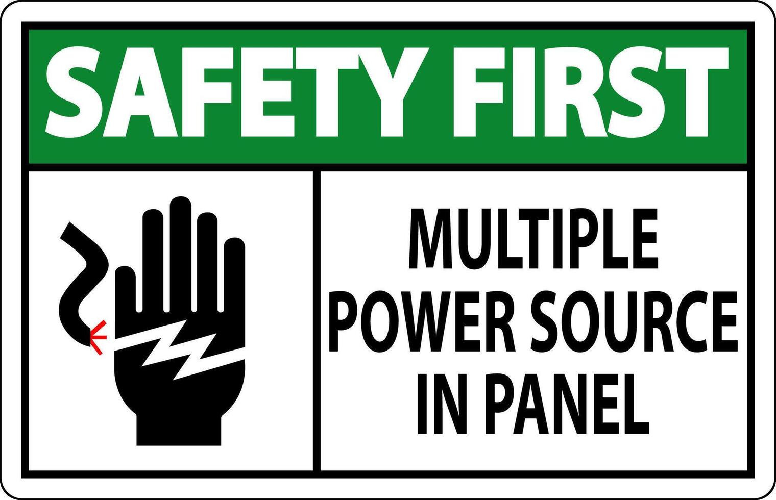 Safety First Sign Multiple Power Source In Panel vector