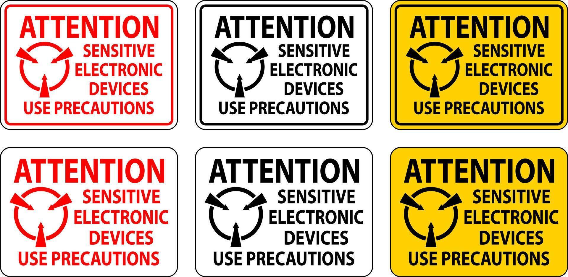 Static Warning Sign Attention - Sensitive Electronic Devices Use Precautions vector