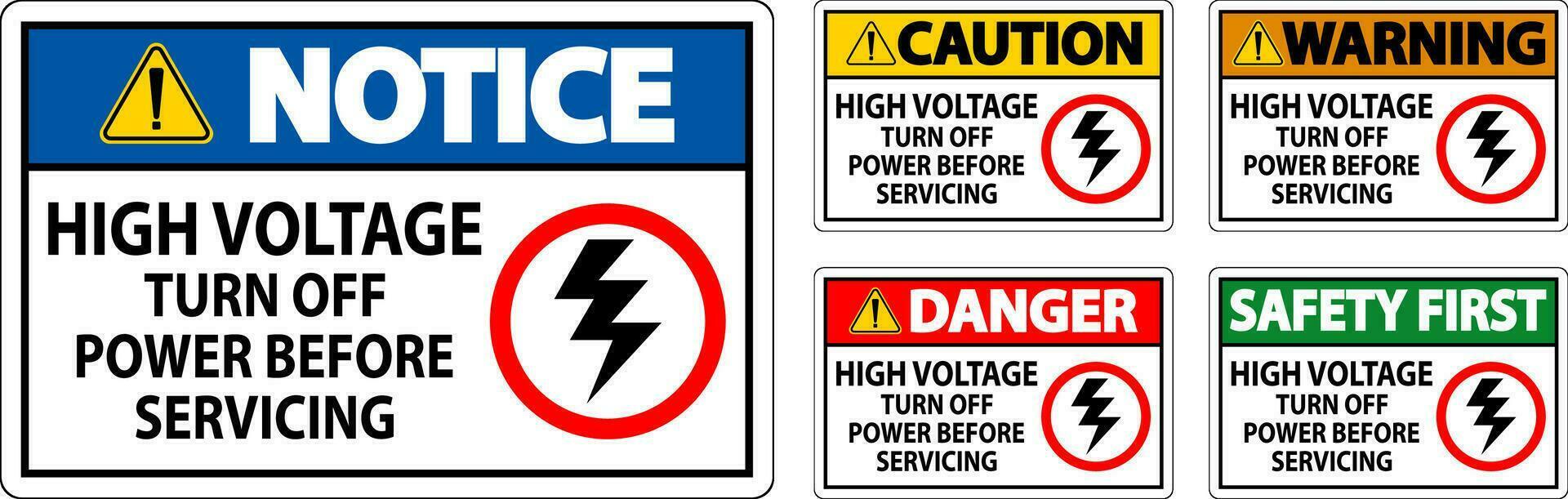 Danger Sign High Voltage - Turn Off Power Before Servicing vector