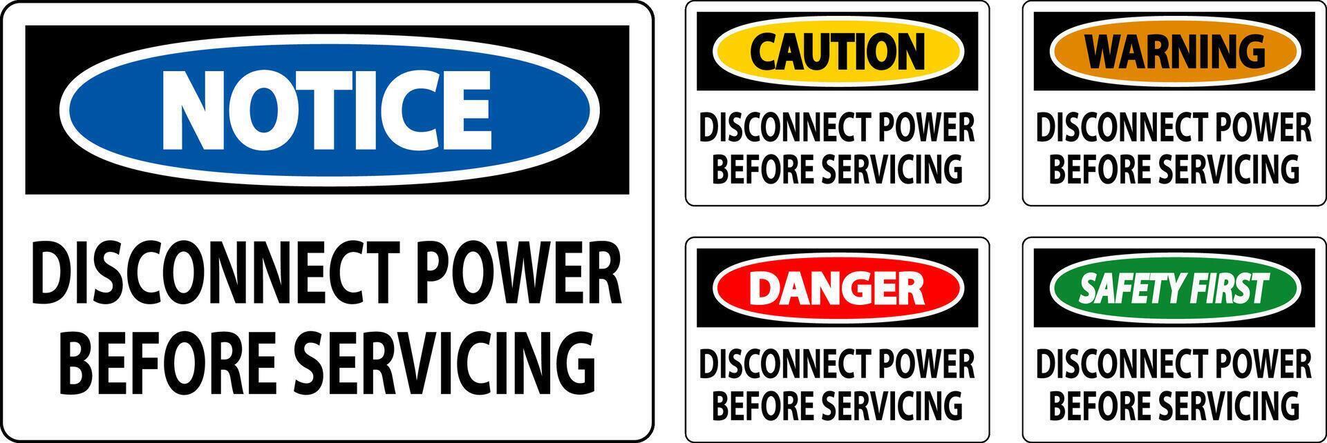 Danger Sign Disconnect Power Before Servicing vector
