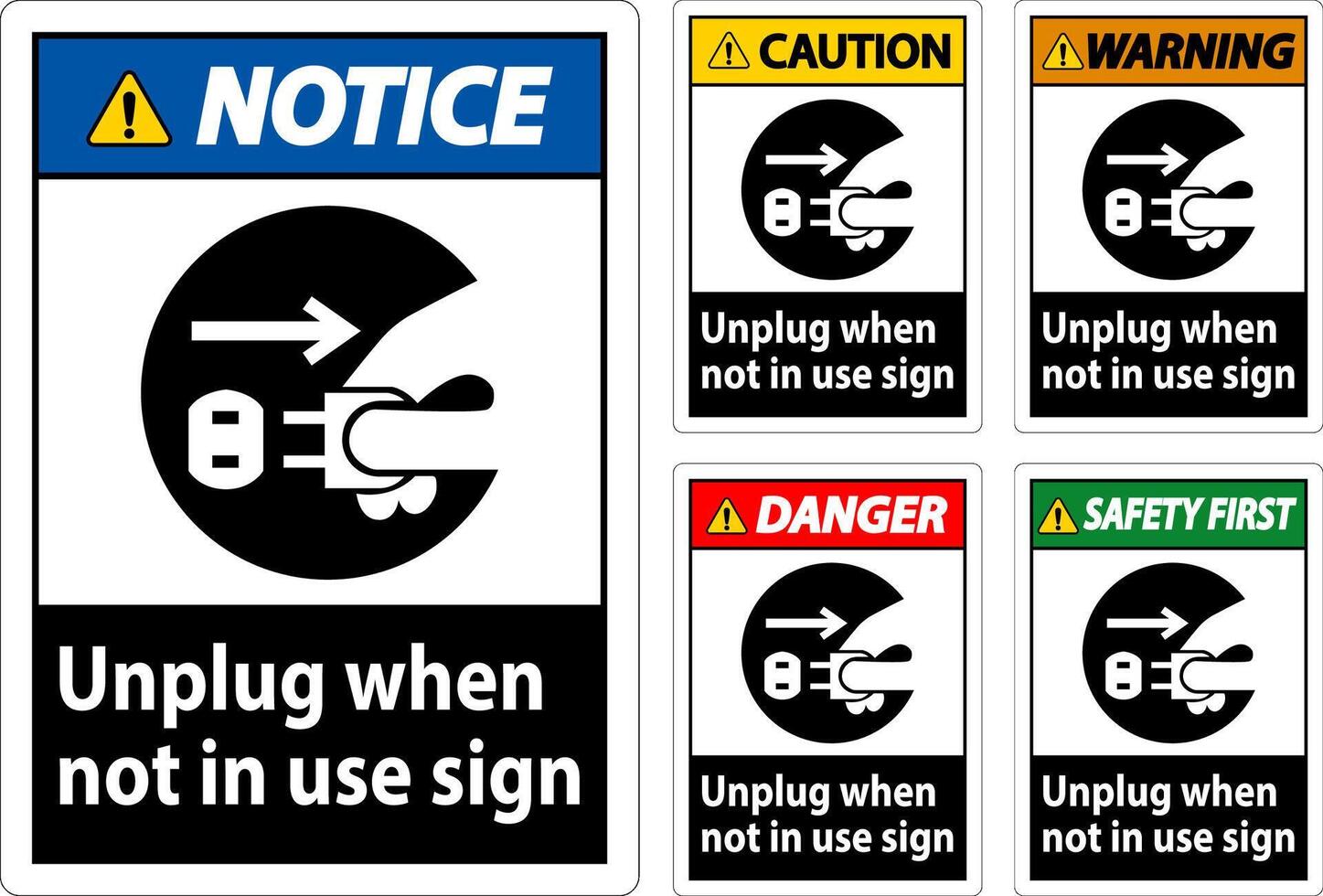 Warning Unplug When Not In Use Symbol Sign vector