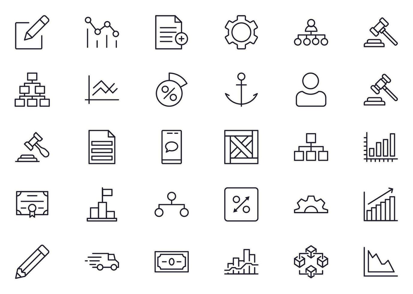 Business line icon set. Collection of commerce uotline sighn for web design, mobile app, UI design, etc. Dark blue line symbol of finance on white background. vector