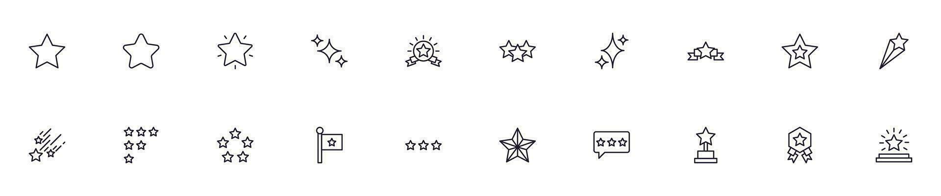 Collection of modern star outline icons. Set of modern illustrations for mobile apps, web sites, flyers, banners etc isolated on white background. Premium quality signs. vector