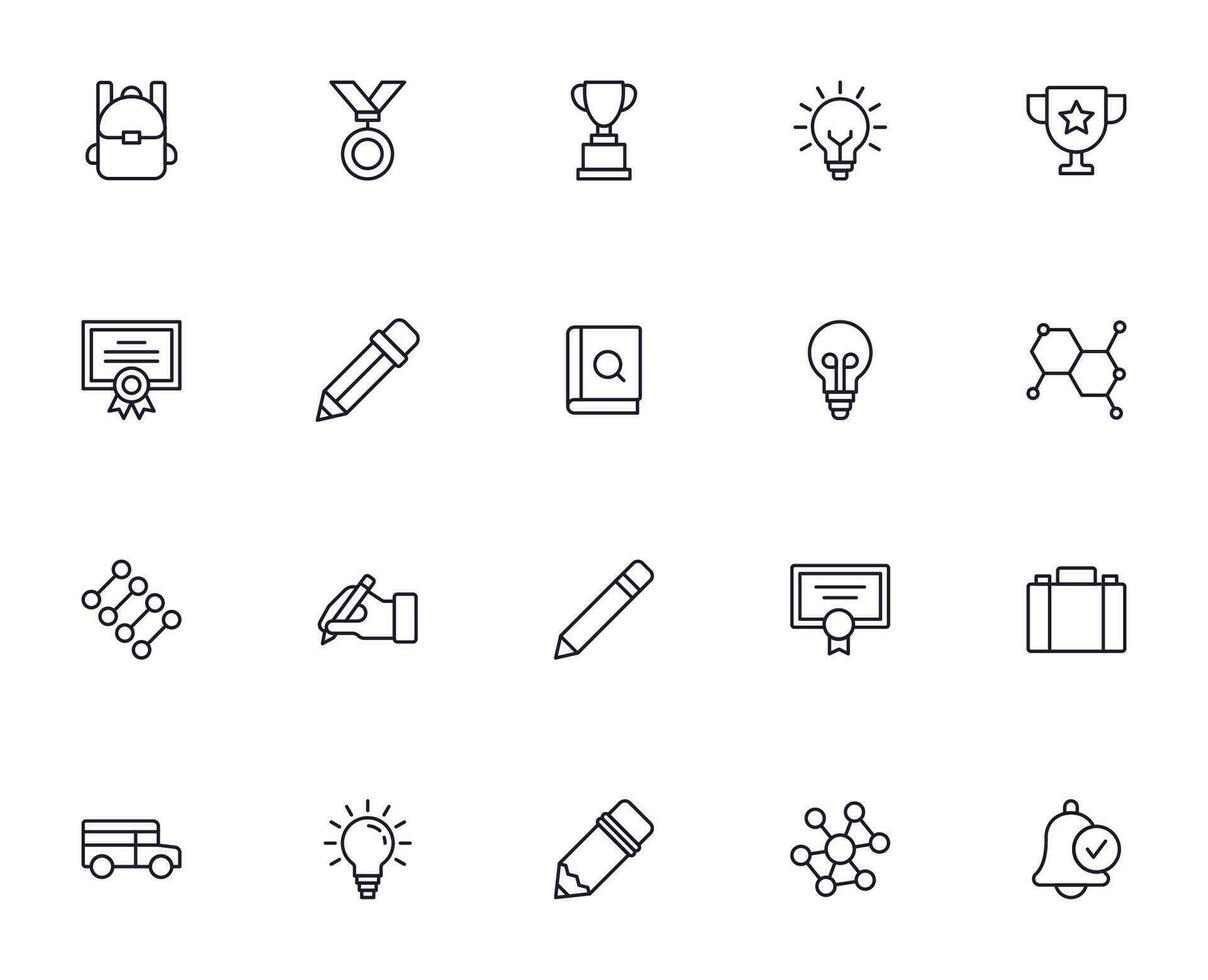 Education line icon set. Collection of high quality signs for web design, mobile app , UI design and etc. Outline icon of education, school, university, learning. vector