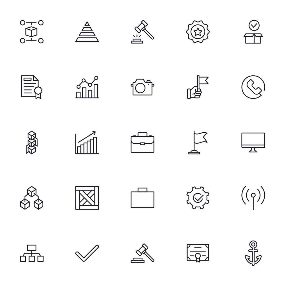 Business line icon set. Collection of commerce uotline sighn for web design, mobile app, UI design, etc. Dark blue line symbol of finance on white background. vector