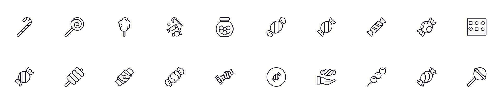 Collection of modern candy outline icons. Set of modern illustrations for mobile apps, web sites, flyers, banners etc isolated on white background. Premium quality signs. vector