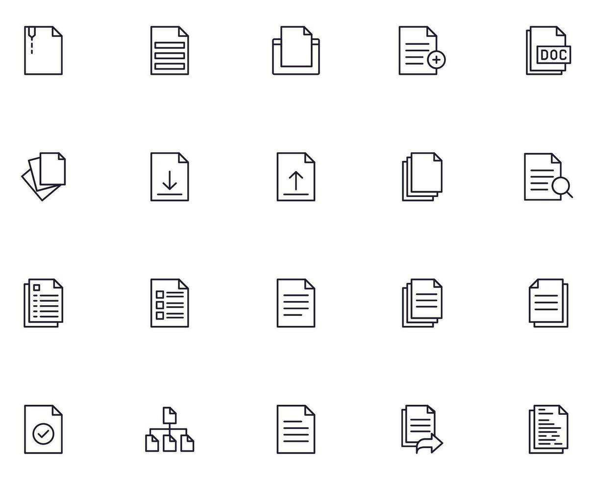 Collection of modern file outline icons. Set of modern illustrations for mobile apps, web sites, flyers, banners etc isolated on white background. Premium quality signs. vector