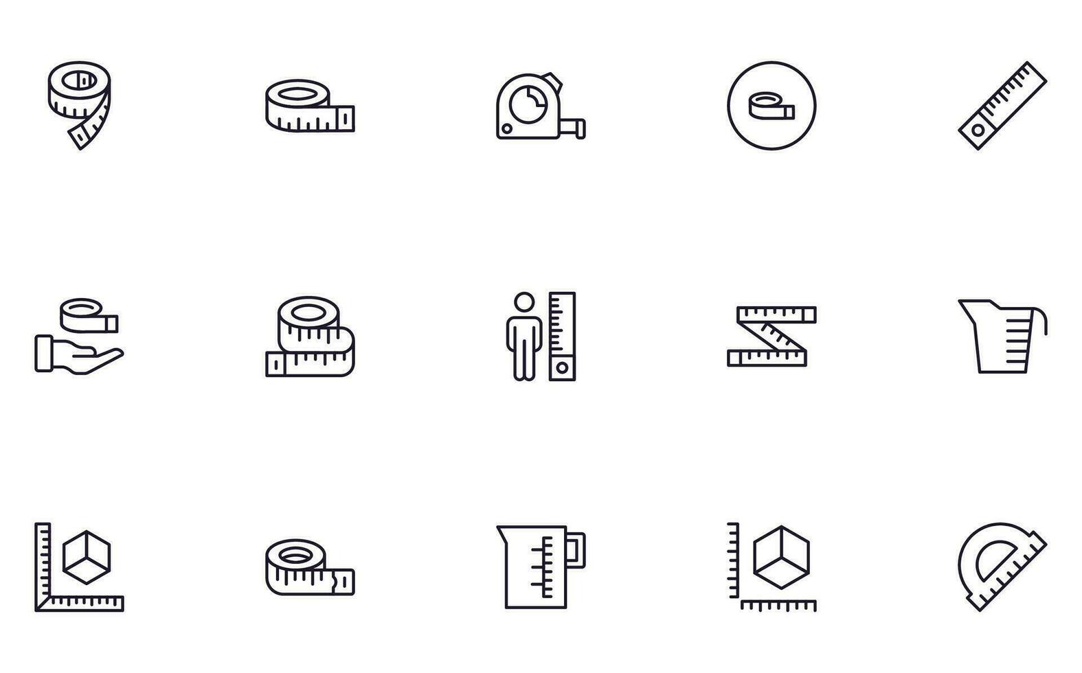 Collection of modern measure outline icons. Set of modern illustrations for mobile apps, web sites, flyers, banners etc isolated on white background. Premium quality signs. vector