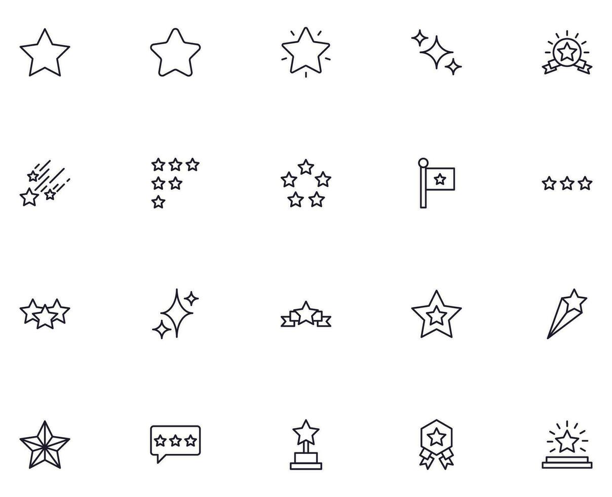 Collection of modern star outline icons. Set of modern illustrations for mobile apps, web sites, flyers, banners etc isolated on white background. Premium quality signs. vector