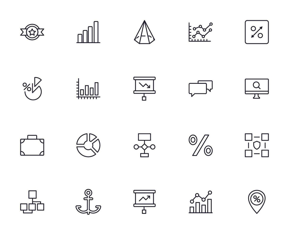 Business line icon set. Collection of commerce uotline sighn for web design, mobile app, UI design, etc. Dark blue line symbol of finance on white background. vector