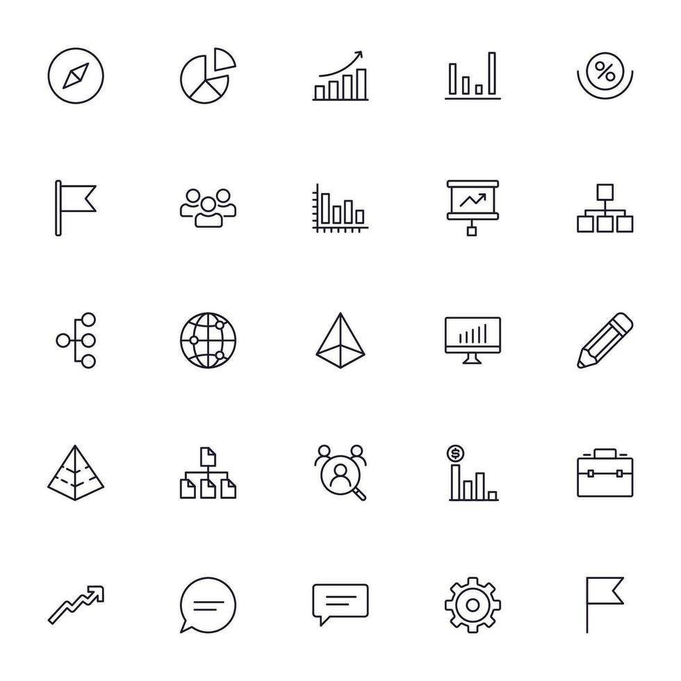 Business line icon set. Collection of commerce uotline sighn for web design, mobile app, UI design, etc. Dark blue line symbol of finance on white background. vector