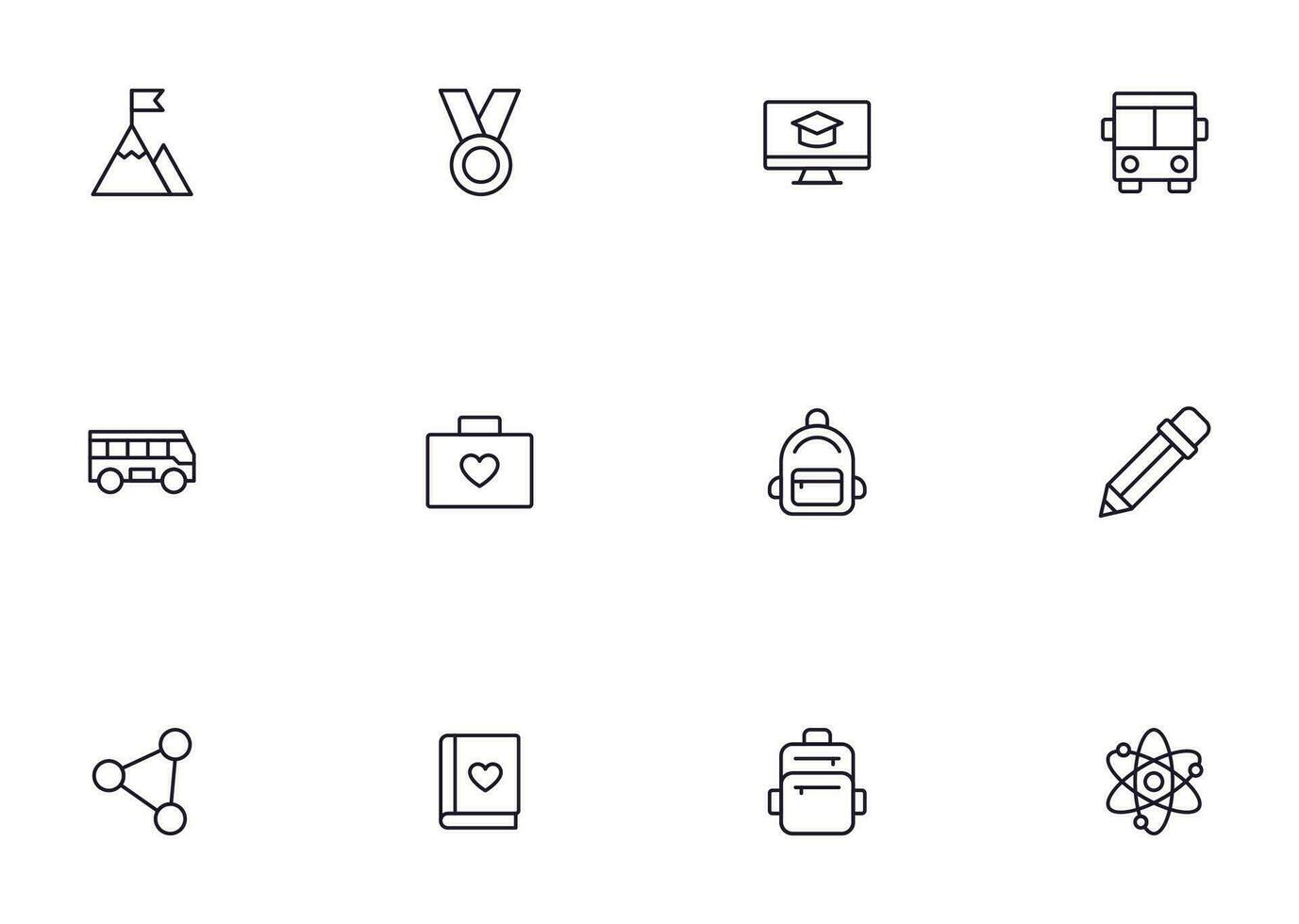 Education line icon set. Collection of high quality signs for web design, mobile app , UI design and etc. Outline icon of education, school, university, learning. vector