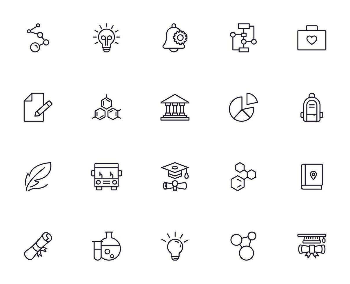 Education line icon set. Collection of high quality signs for web design, mobile app , UI design and etc. Outline icon of education, school, university, learning. vector