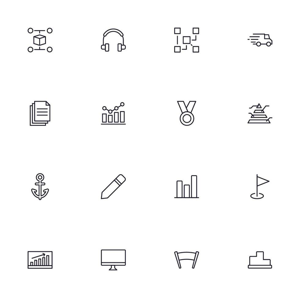 Business line icon set. Collection of commerce uotline sighn for web design, mobile app, UI design, etc. Dark blue line symbol of finance on white background. vector