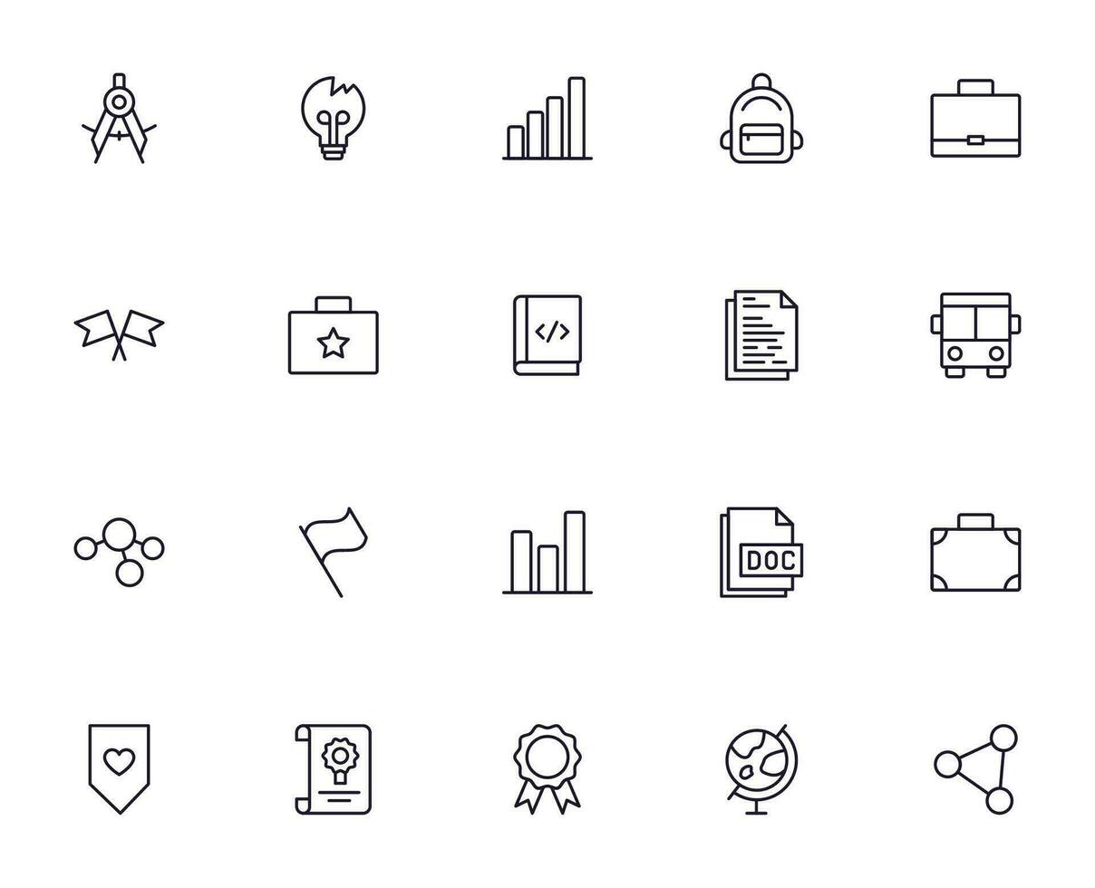 Education line icon set. Collection of high quality signs for web design, mobile app , UI design and etc. Outline icon of education, school, university, learning. vector