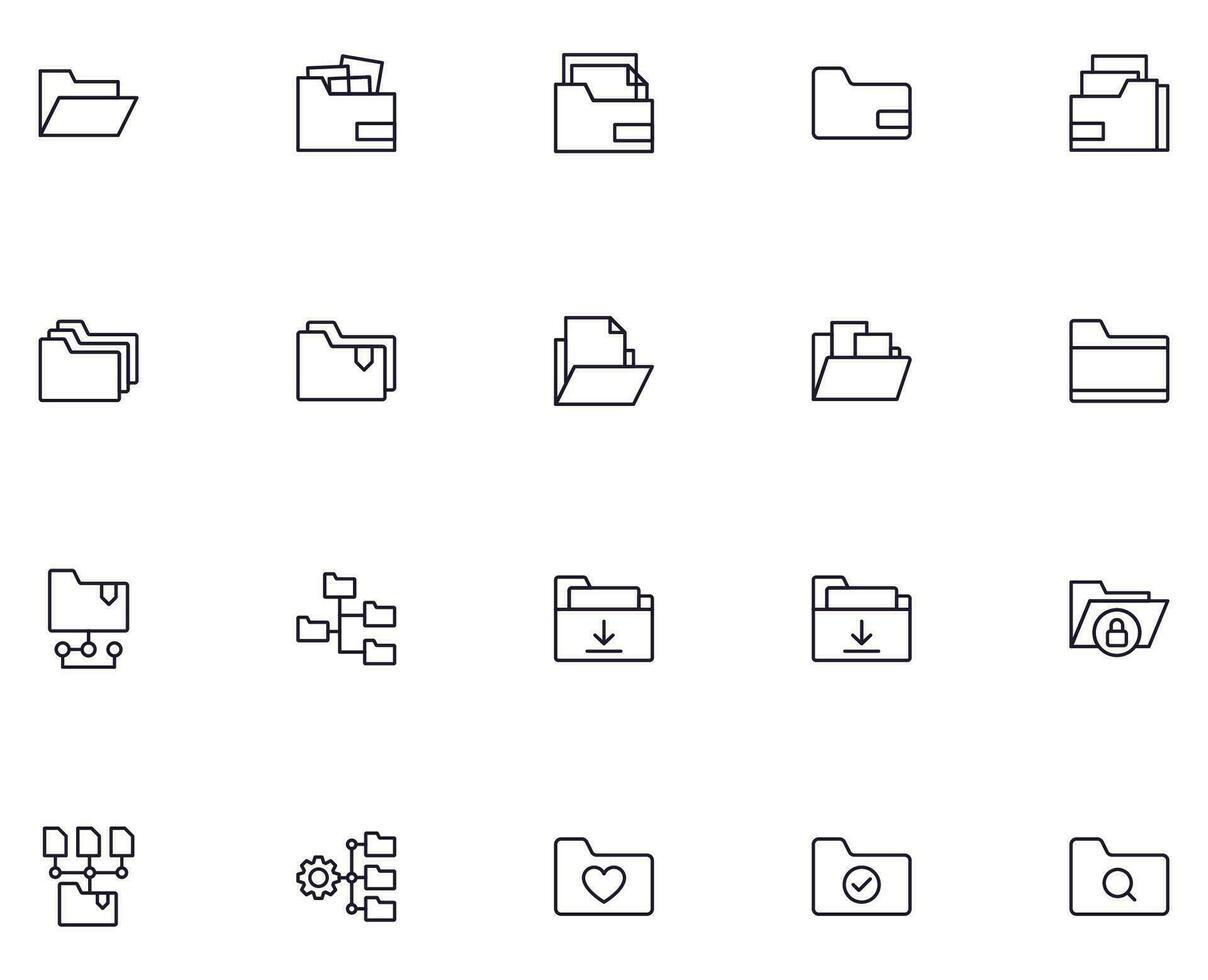 Folder concept. Single premium editable stroke pictogram perfect for logos, mobile apps, online shops and web sites. Vector symbol isolated on white background.