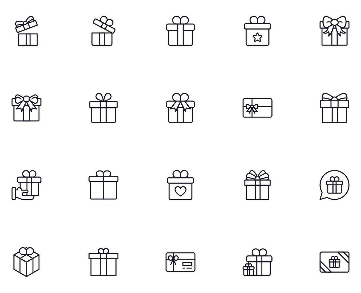 Gift concept. Gift line icon set. Collection of vector signs in trendy flat style for web sites, internet shops and stores, books and flyers. Premium quality icons isolated on white background