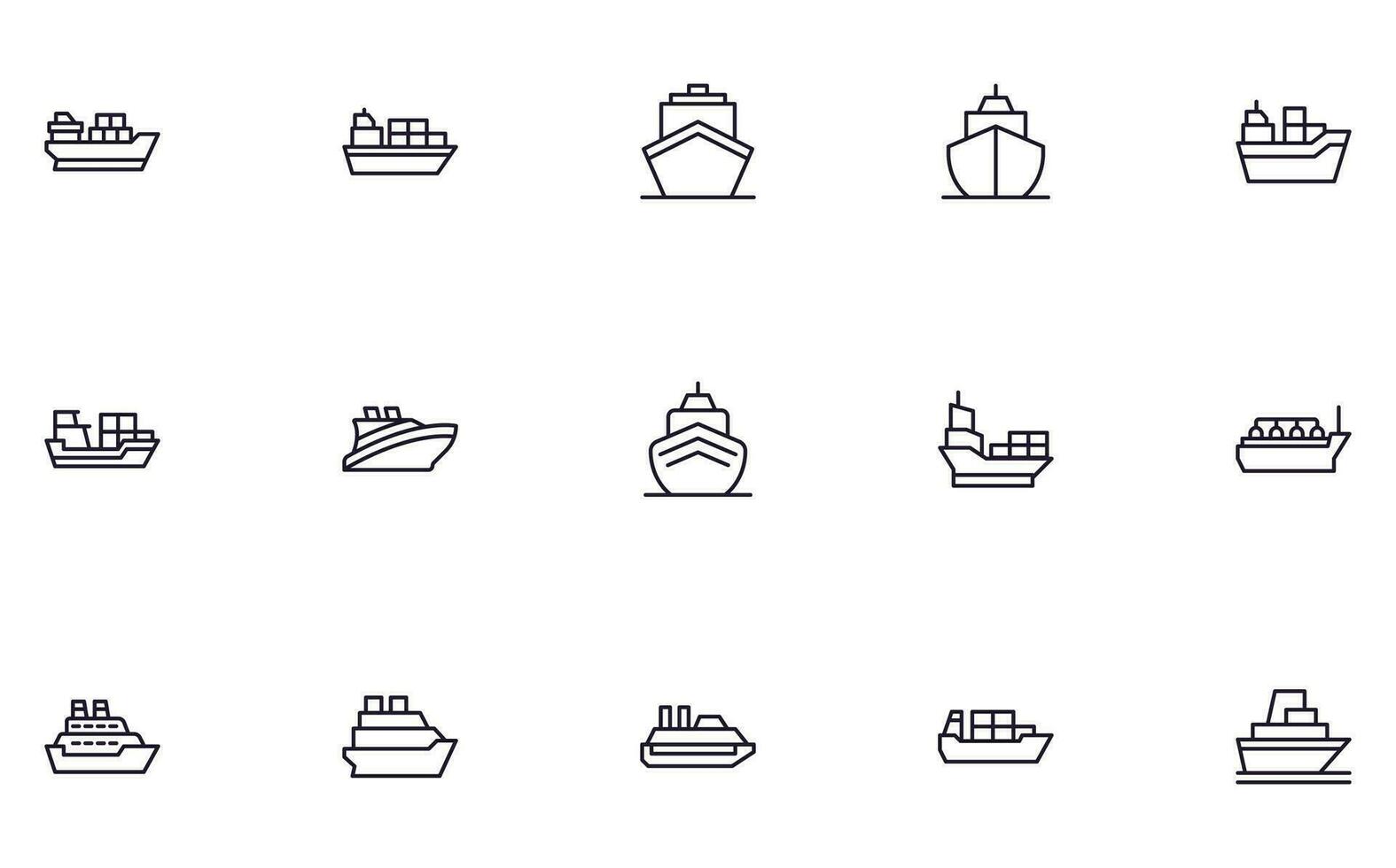 Ship concept. Collection of ship high quality vector outline signs for web pages, books, online stores, flyers, banners etc. Set of premium illustrations isolated on white background