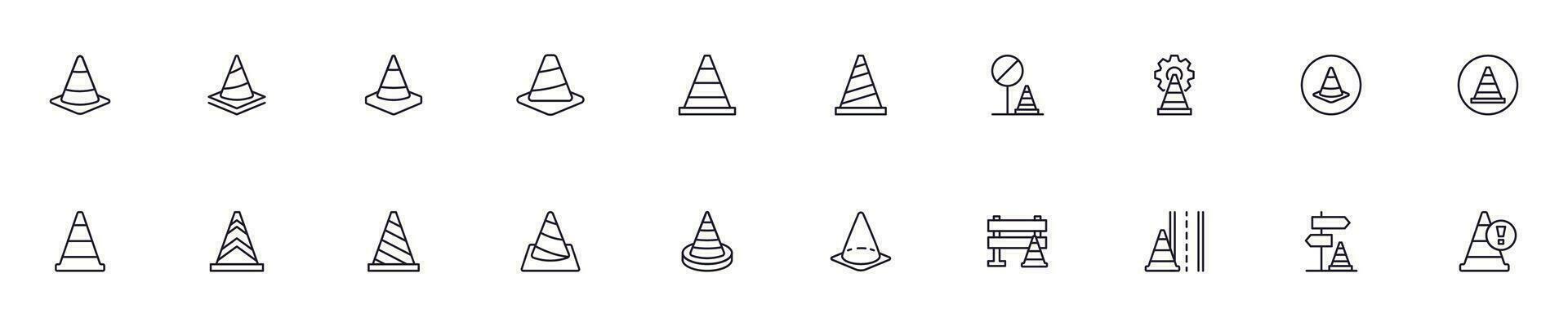 Collection of modern cone outline icons. Set of modern illustrations for mobile apps, web sites, flyers, banners etc isolated on white background. Premium quality signs. vector