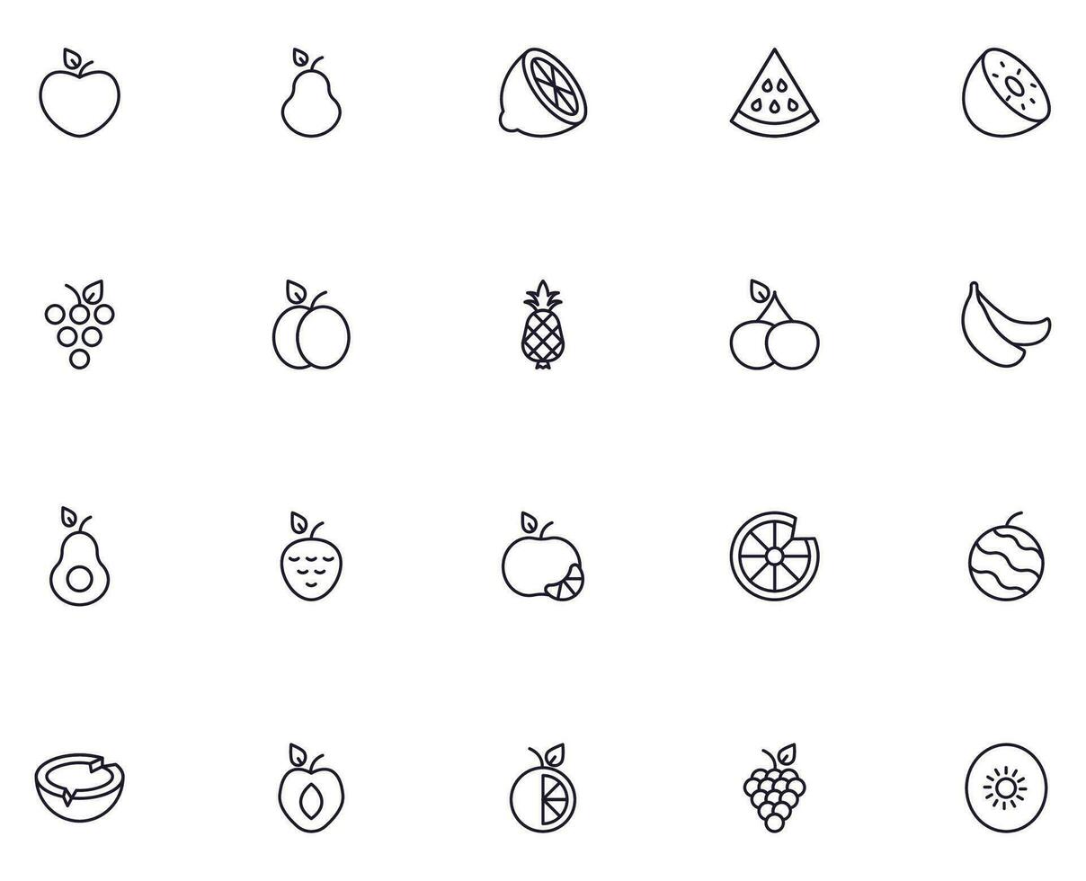 Fruit sign. Minimalistic isolated sign in line style. Perfect for stores, shops, web sites, adverts, UI. Editable stroke. Line icon set of various fruits vector