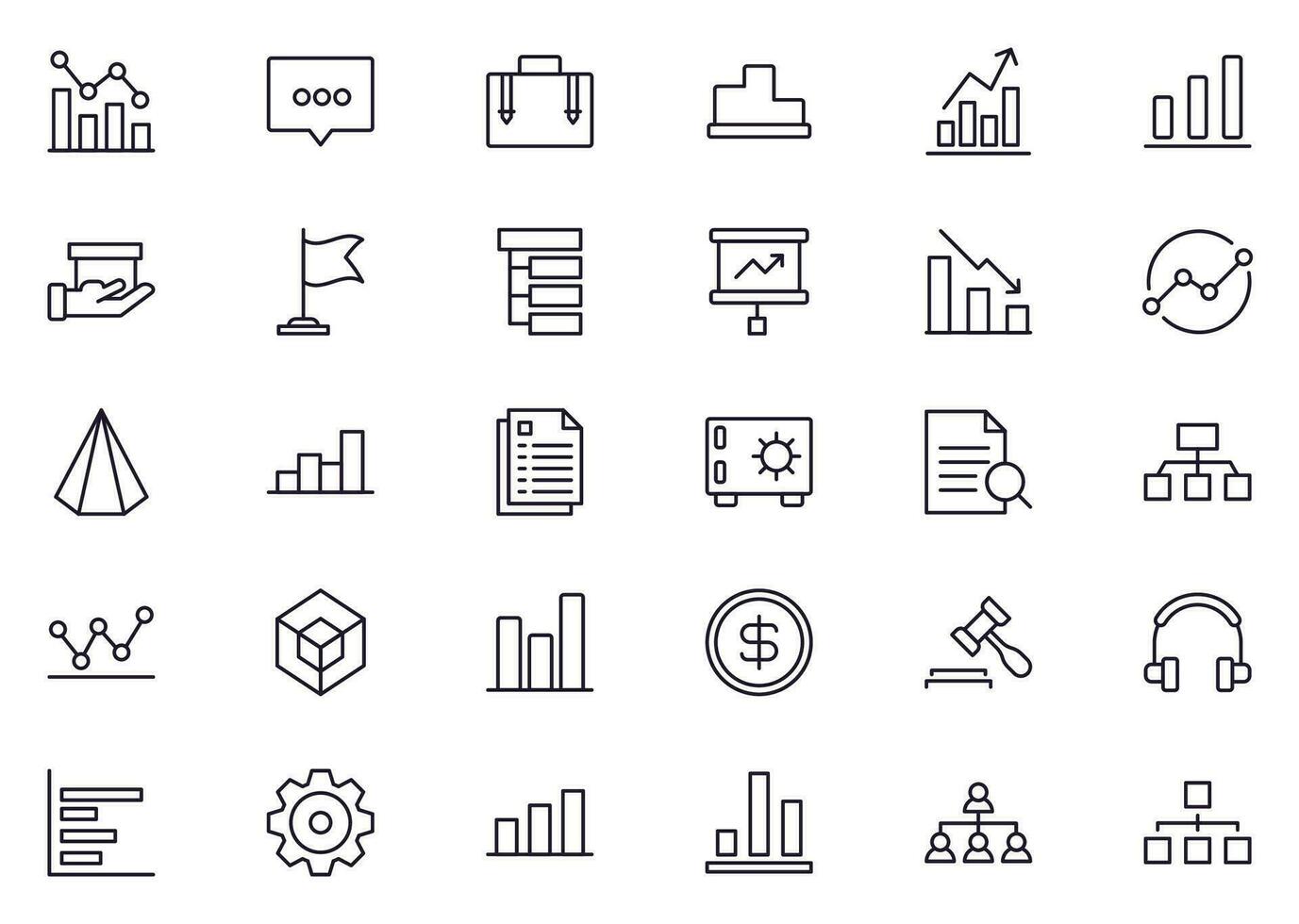 Business line icon set. Collection of commerce uotline sighn for web design, mobile app, UI design, etc. Dark blue line symbol of finance on white background. vector