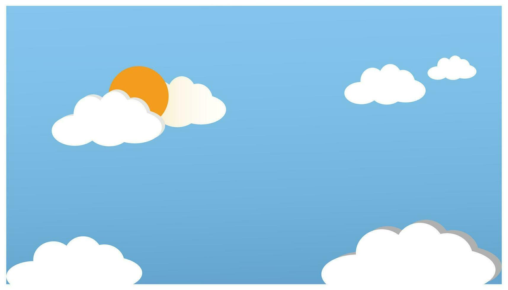 Sun and clouds on blue sky background. Vector illustration. Eps 10. blue sky high in the sky