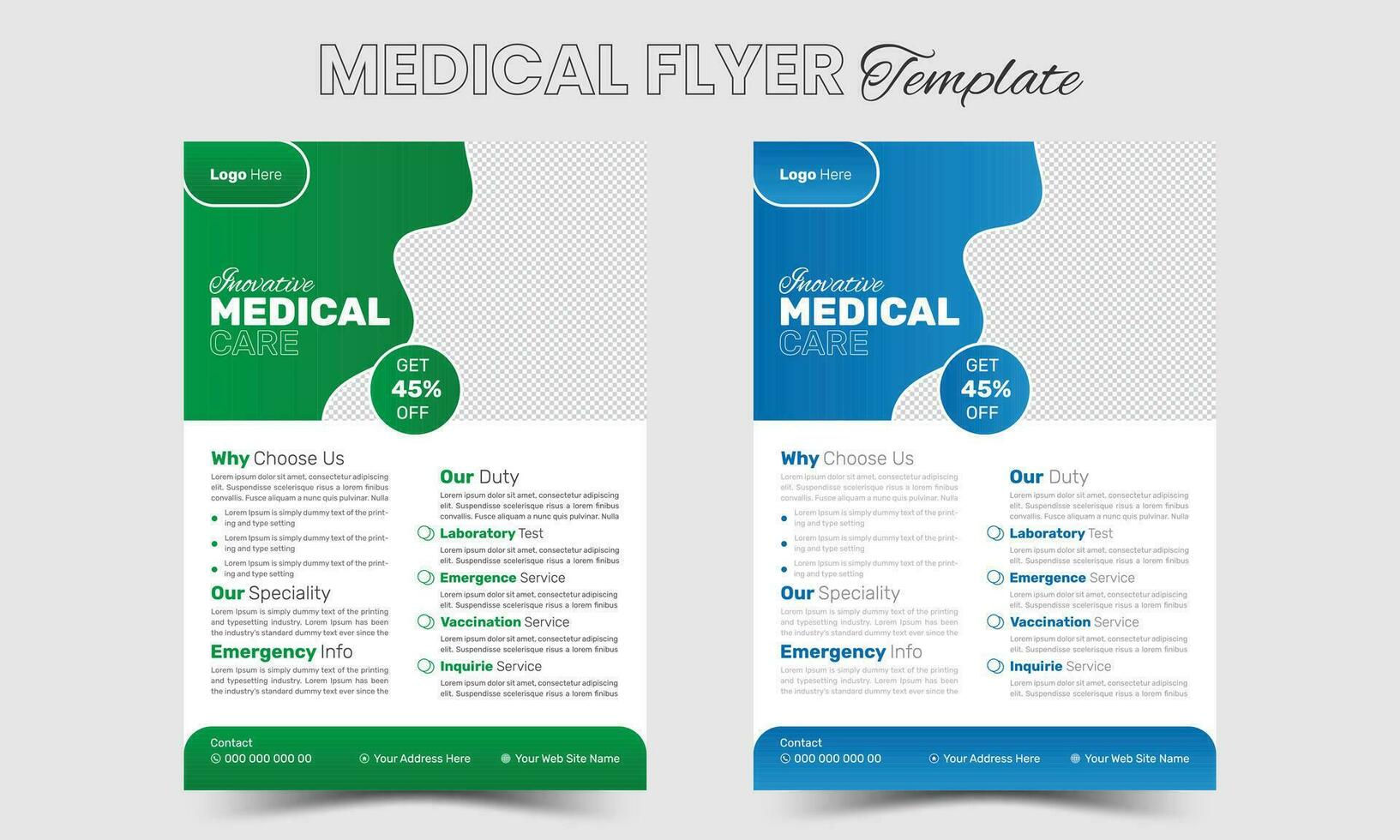 Modern, elegant medical flyer design for printing Pro Vector template