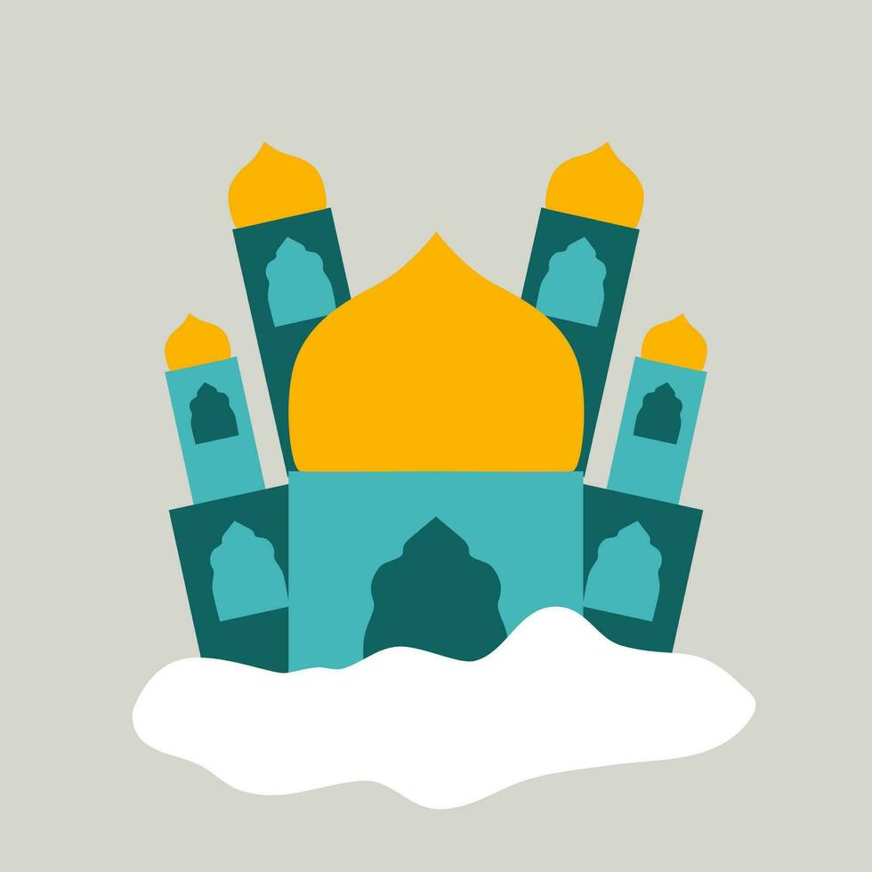 Cute mosque with cloud vector
