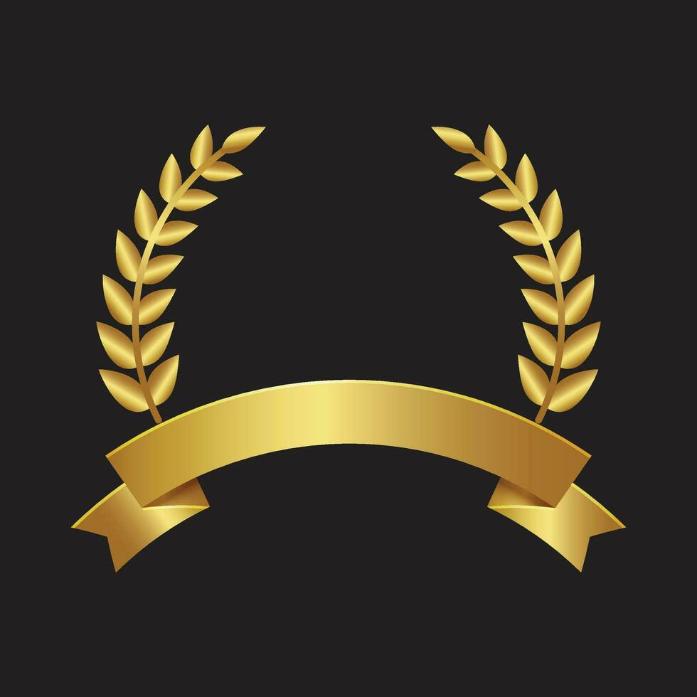 Blank golden laurel wreath ribbon award and prize competition vector