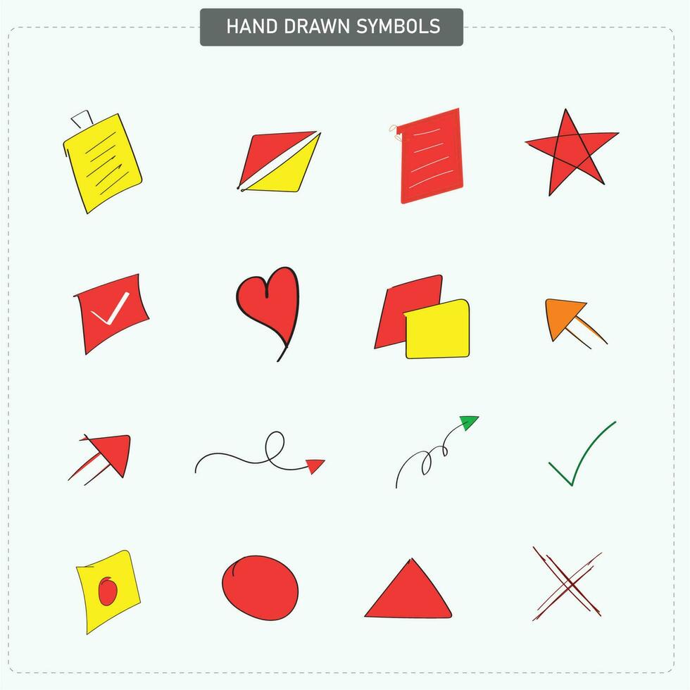 Hand drawn colorful symbols vector
