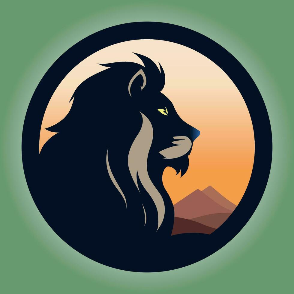 Brave Lion head mascot logo silhouette vector