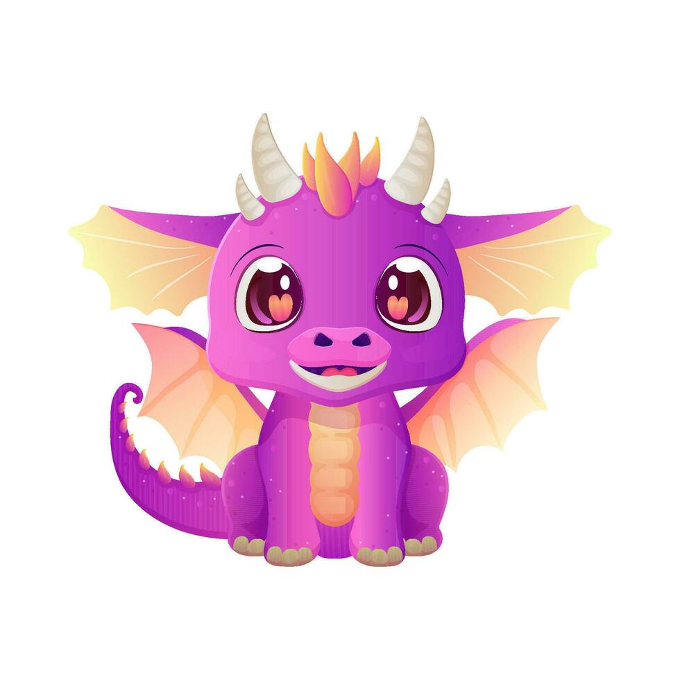 cute dragon, new year, year of the dragon. Cartoon style, purple vector