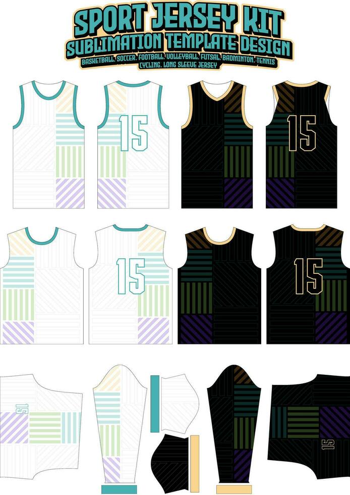 Color Seamless Lines Jersey Design Sportswear Layout Template vector