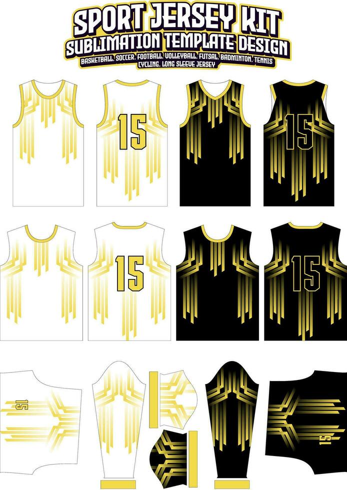 Yellow Techno Stripes Jersey Design Sportswear Layout Template vector