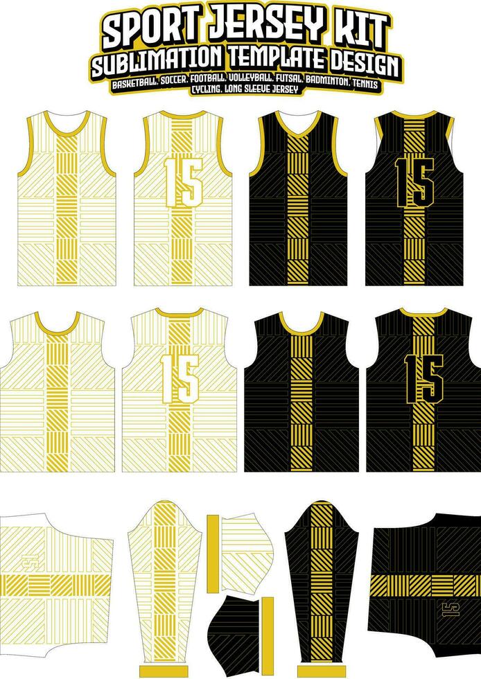 Yellow Geometric Jersey Design Sportswear Layout Template vector