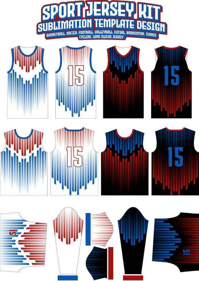 Patriotic Stripes Jersey Design Sportswear Layout Template vector